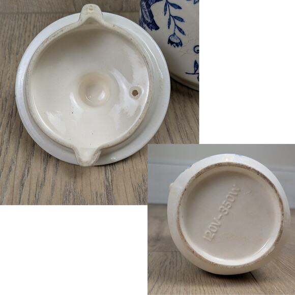 Vintage Blue Onion Ceramic Ironstone Electric Tea Pot White Blue Floral - Picture 11 of 11